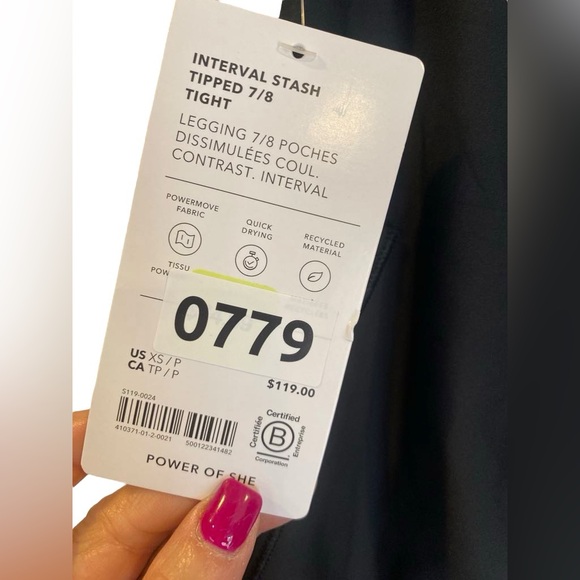 NWT Athleta interval stash tipped 7/8 leggings BLACK Size XS - Picture 5 of 5